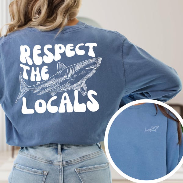 Chemise Shark Respect The Locals, couleurs confortables, t-shirt Beach Ocean
