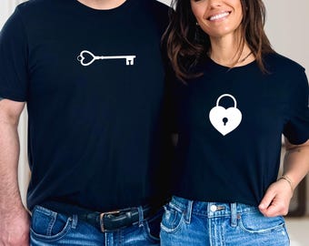Lock and Key Matching Couples Shirt, Minimal Love Tee