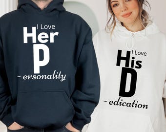 Matching Couple Hoodies, Valentines Day Gift, "I Love Her/His" Sweatshirts