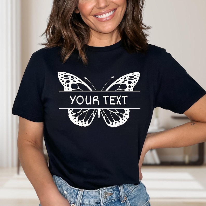 Custom Butterfly Shirt, Customized Butterfly Tee, Animal Rights Tee Shirt, Women T-Shirts, Nature Lover Tee, Custom Name Tee, Butterfly Tee image 5