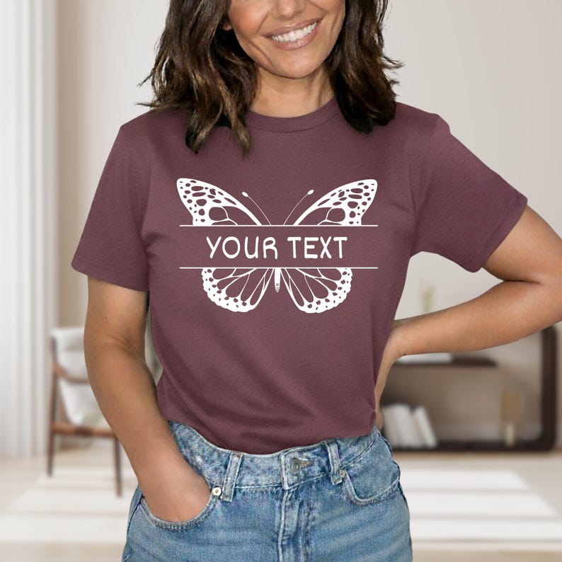 Custom Butterfly Shirt, Customized Butterfly Tee, Animal Rights Tee Shirt, Women T-Shirts, Nature Lover Tee, Custom Name Tee, Butterfly Tee image 1