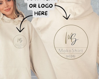 Custom Text or Logo Sweatshirt, Personalized Hoodie, Front and Back Design