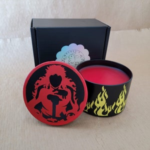 Demon, animekaars, animegeurkaars, vuurontwerp