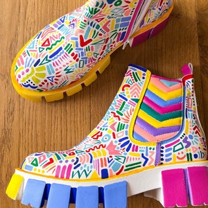 Custom Modern Fun Colorful Hand Painted Boots