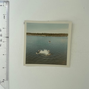 ORIGINAL Old Color Photograph of people swimming in a lake in the summertime, Kodak print, Junk Journal Ephemera, Vintage Pictures