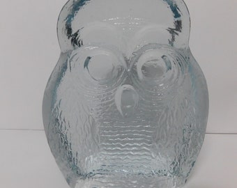 Clear Glass Blenko Owl Bookend 7 Inch Joel Myers