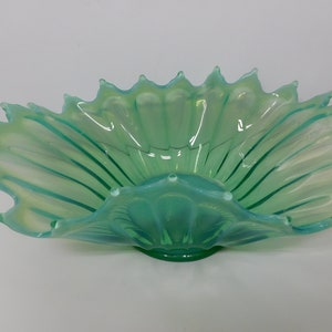 Vintage Fostoria Glass Heirloom Dish Bowl Blue Green Opalescent