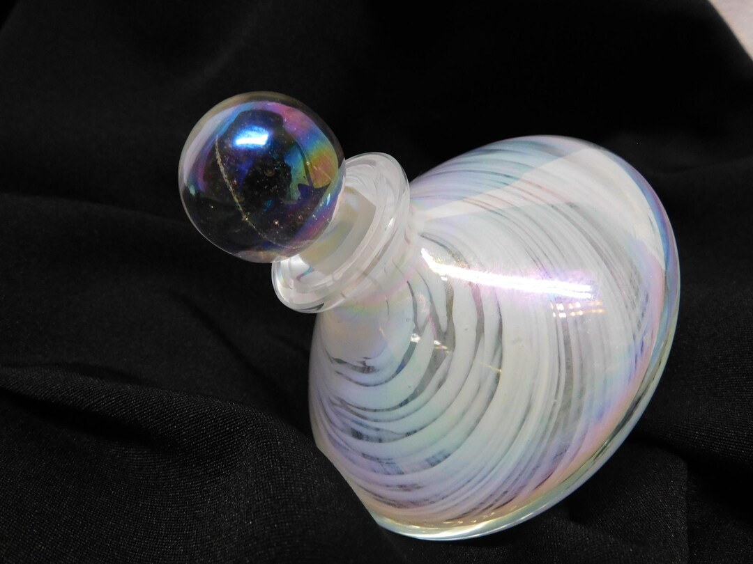 Iridescent Swirled Art Glass Perfume Bottle With Stopper - Etsy