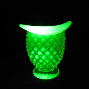Fenton Art Glass Topaz Opalescent Hobnail Bud Vase Vaseline
