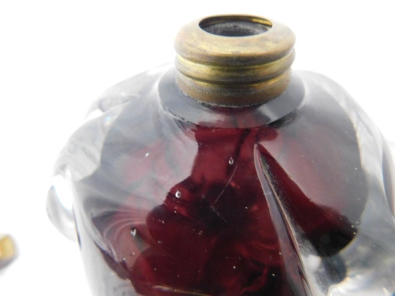 Vintage Amethyst Purple Heavy Art Glass Perfume B… - image 4
