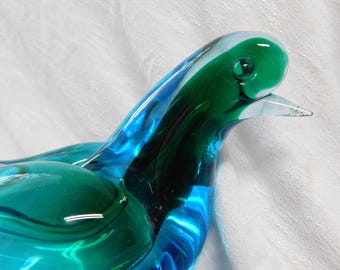 Vintage Alfredo Barbini Murano Art Glass Orange/gold Pheasant Bird