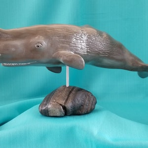 Sperm whale, handmade wooden sculpture, interior decoration, animal figurine, marine art, personalized gift.