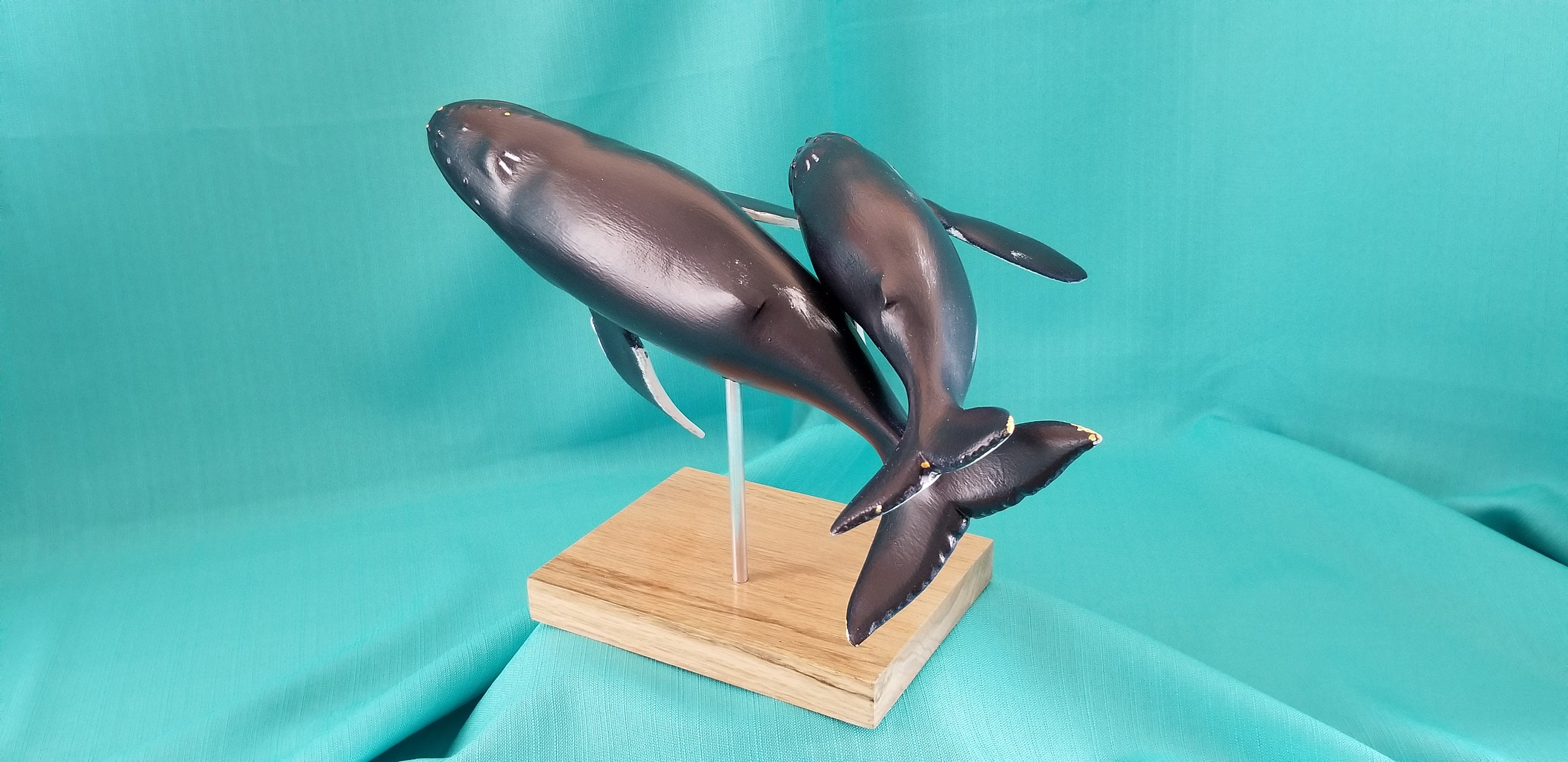 ザトウクジラ、木製彫刻、海洋芸術、動物の置物、家庭またはオフィスの 