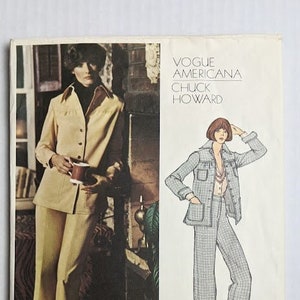 Vogue 2892 by Chuck Howard Vintage Sewing Pattern from 1970&#39;s size 10 leisure suit jacket and wide-leg pants Vogue Americana