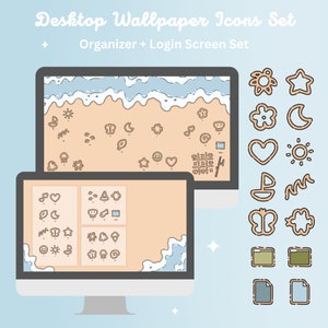 Sand Art Beach Day Desktop Wallpaper & Ordner-Icons (Digitaler Download)