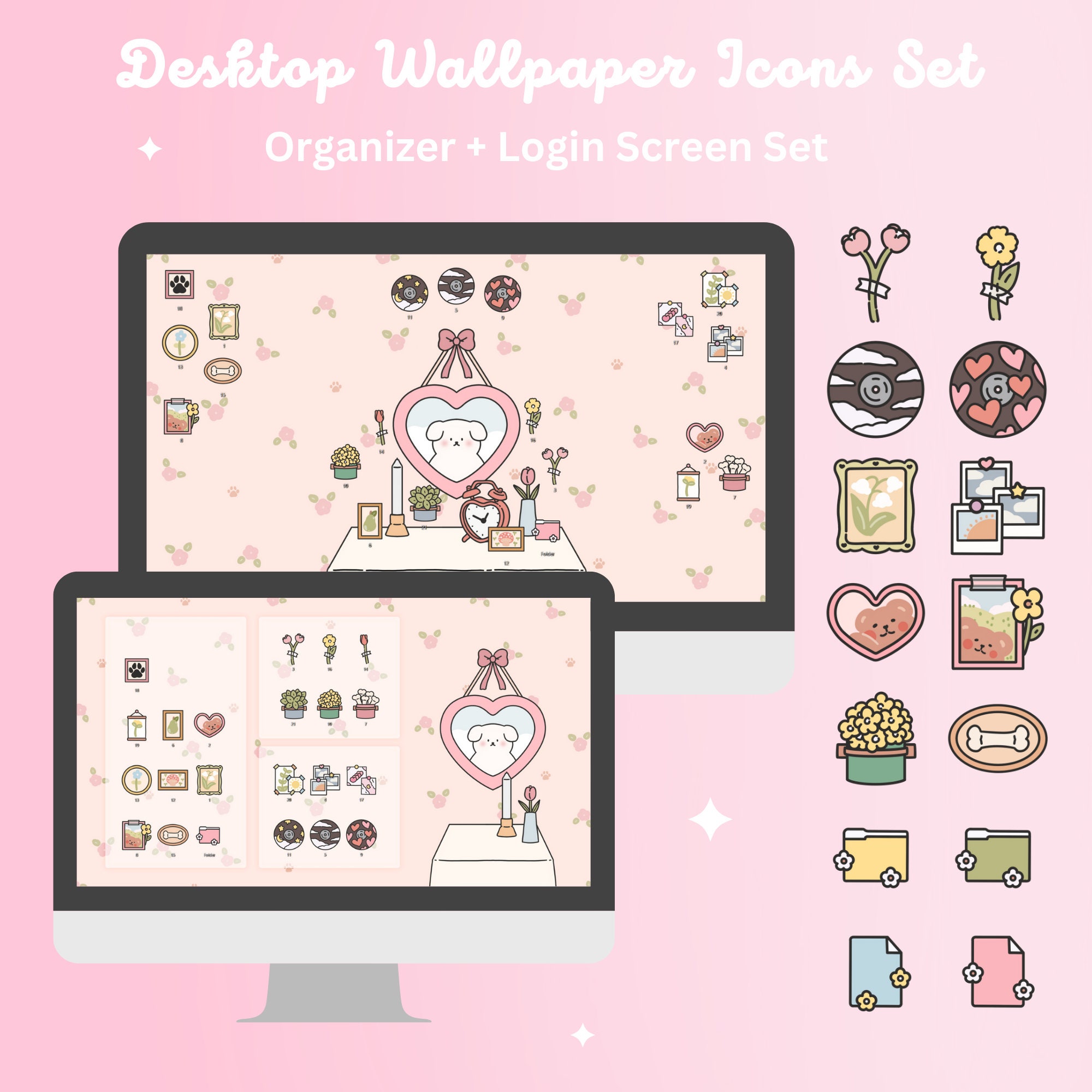 Puppy Desktop Wallpaper & Folder Icons Set (Digital Download)