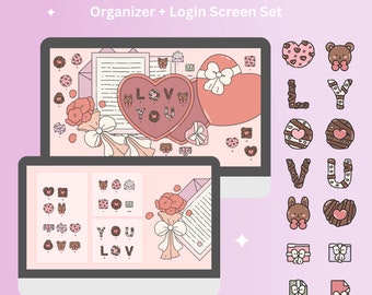 Lov You Chocolate Desktop Wallpaper & Icons Set (Digitaler Download)