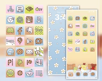 Daisy O’s Wallpaper Set: App Icons, Sperrbildschirm (Digitaler Download)