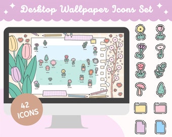 Flower Garden Desktop Wallpaper & Ordner-Icons (Digitaler Download)