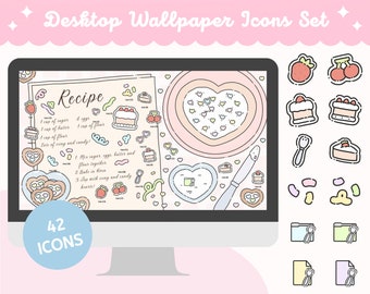 Candy Heart Cake Rezept Desktop Wallpaper - 42 Ordner Icons (Digitaler Download)