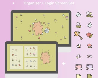 Desktop Computer Wallpaper for Windows and Mac PC + Folders Icons - Sleepy Honey Bear - WallpaperGals