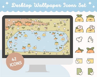 Duck Pond Desktop Wallpaper + Ordner Icons (Digitaler Download)
