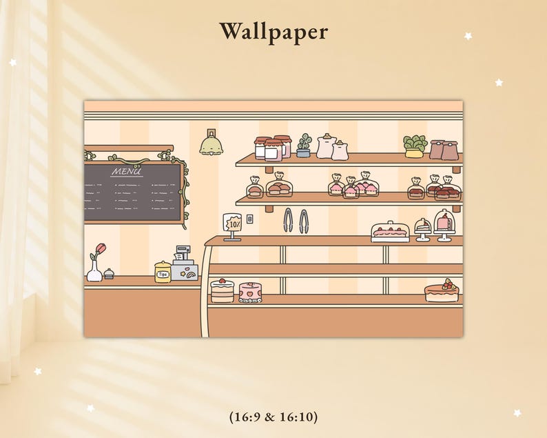 Bakery Computer Background Bakery Cafe Desktop Wallpaper | Cozy Computer Theme | Cute Window & Mac ...