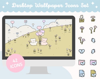 Herz Ballon Bär Desktop Wallpaper + Ordner Icons (Digitaler Download)