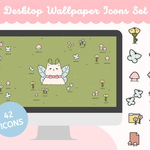 Pastel Fairy Cat Desktop Wallpaper + Folder Icons (Digital Download)