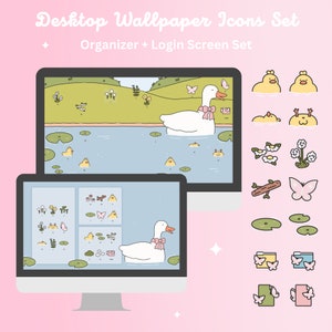 Sfondo desktop per PC Windows e Mac + icone cartelle - Anatroccoli su Lily Pond - WallpaperGals