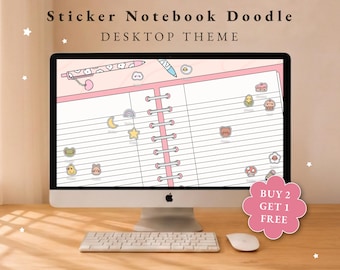 Doodle Notebook Desktop Theme | Cozy Computer Icons (Digital Download)