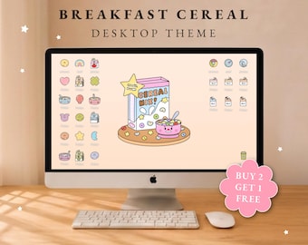 Breakfast Cereal Desktop Theme | Wallpaper, Icons (Digital Download)
