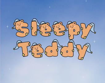 Schrift Digitale Aufkleber Sleepy Teddy - 76 Precropped PNG