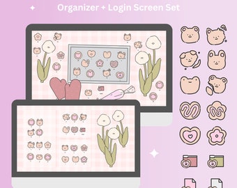 Süßer Tier-Hintergrundbild - Icons & Logon-Bildschirm (Digital Download)