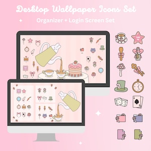 Desktopcomputerachtergrond voor Windows en Mac-pc + mappictogrammen - Alice in Wonderland - WallpaperGals