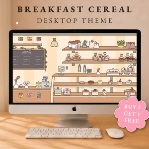 Bakery Cafe Desktop Wallpaper | Cozy Computer Theme | Cute Window & Mac Desktop Icons