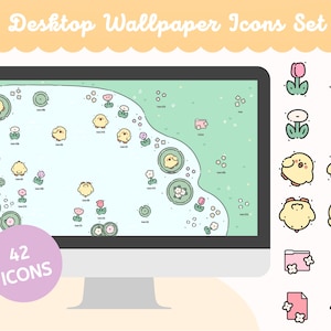 Duckies Desktop Wallpaper & Folder Icons: Lily Pond Garden (Digital Download)