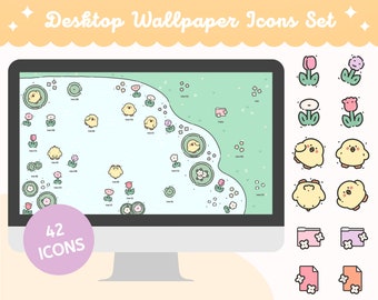 Duckies Desktop Wallpaper & Ordner Icons: Lily Pond Garden (Digitaler Download)