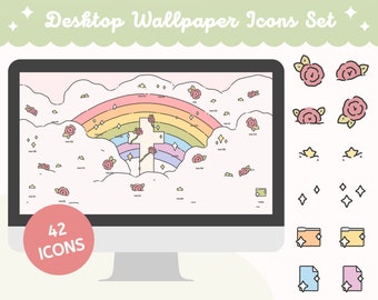 Jesus Regenbogen Desktop Wallpaper mit Ordner Icons (Digitaler Download)