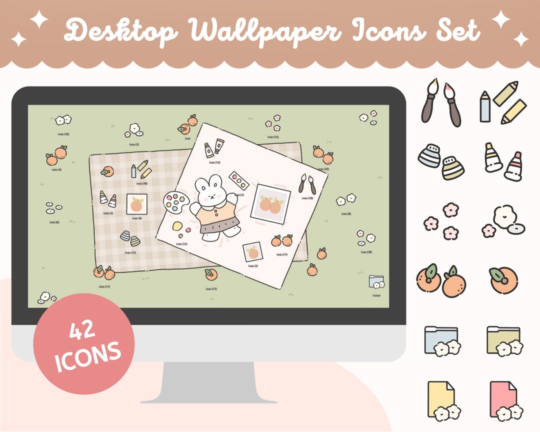Wallpaper Iconb Bunny Desktop Wallpaper & Folder Icons: Orange Flower Field (digital ...