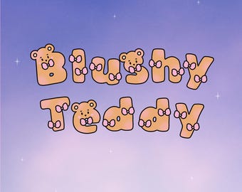 Schrift Digitale Aufkleber Blushy Teddies - 76 Precropped PNG (Digital Download)