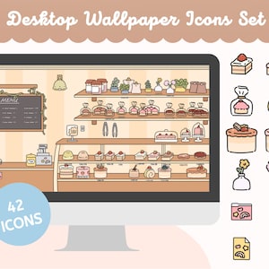 Desktop Computer Wallpaper for Windows and Mac PC + Folders Icons - Cake and Sweet Bakery Cafe - WallpaperGals