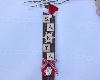 Scrabble Christmas Ornaments, Santa Christmas Ornament, Holiday Gift Idea, Stocking Stuffer, Co-Worker Gift, Teachers Gift