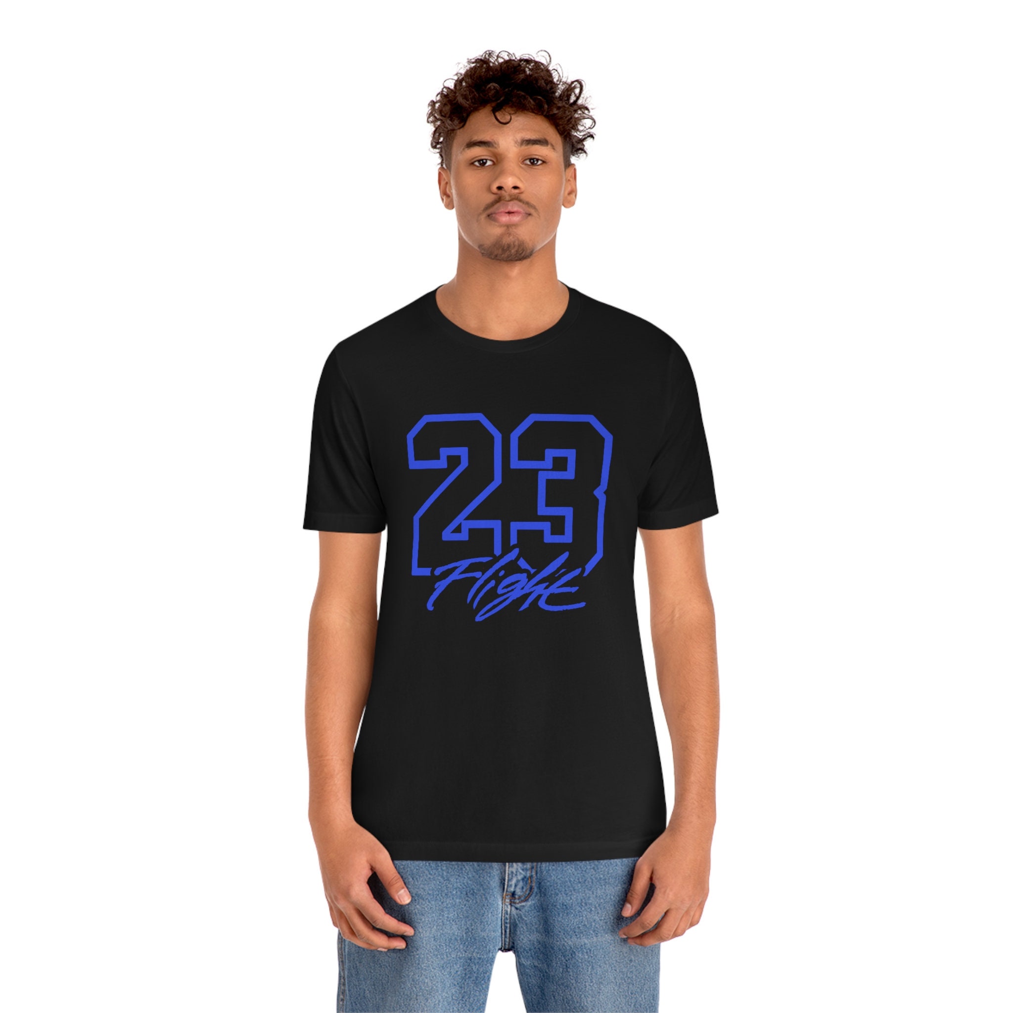 Sneaker Tee Shirt to Match Air Jordan Shoes 23 Flight Blue Text