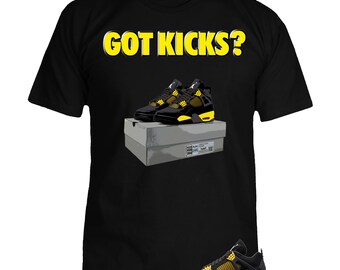 Jordan 4 Retro Thunder "Got Kicks" Sneaker match t-shirt