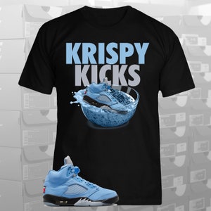 Jordan 5 Retro UNC University Blue "Krispy Kicks" Sneaker match t-shirt