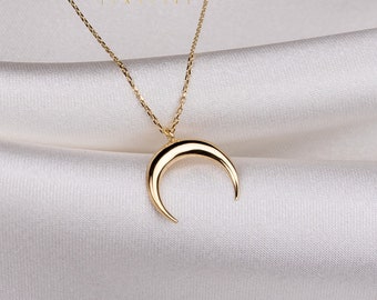 Collar de media luna de oro de 14K, regalo para ella, colgantes delicados, joyas minimalistas, collar de mujer