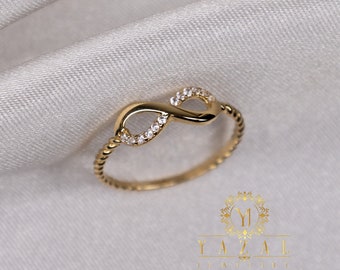 14k Gold Infinity Ring, Eternal Evil Eye Ring, Gold Eternity Symbol Ring, Minimalist Jewelry, Minimalist Ring, Stackable Ring, Gift For Her,