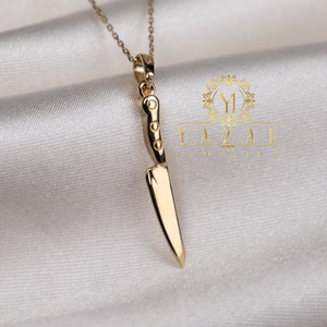 Collar de cuchillo de oro de 14K, collar de chef, colgantes delicados, joyas minimalistas, collar unisex