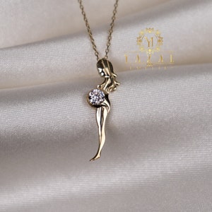 14K Mother baby Necklace, Gift for Her Dainty Pendants, Minimalist jewelery, Pregnant Woman Necklace